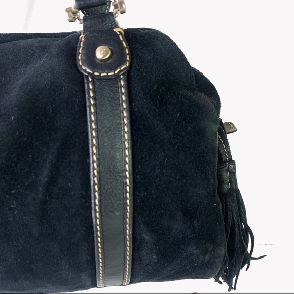 LIZ CLAIRBORNE GENUINE LEATHER HANDBAG BLACK LEATHER SHOULDER WOMEN MEDIUM BAG - Picture 10 of 17